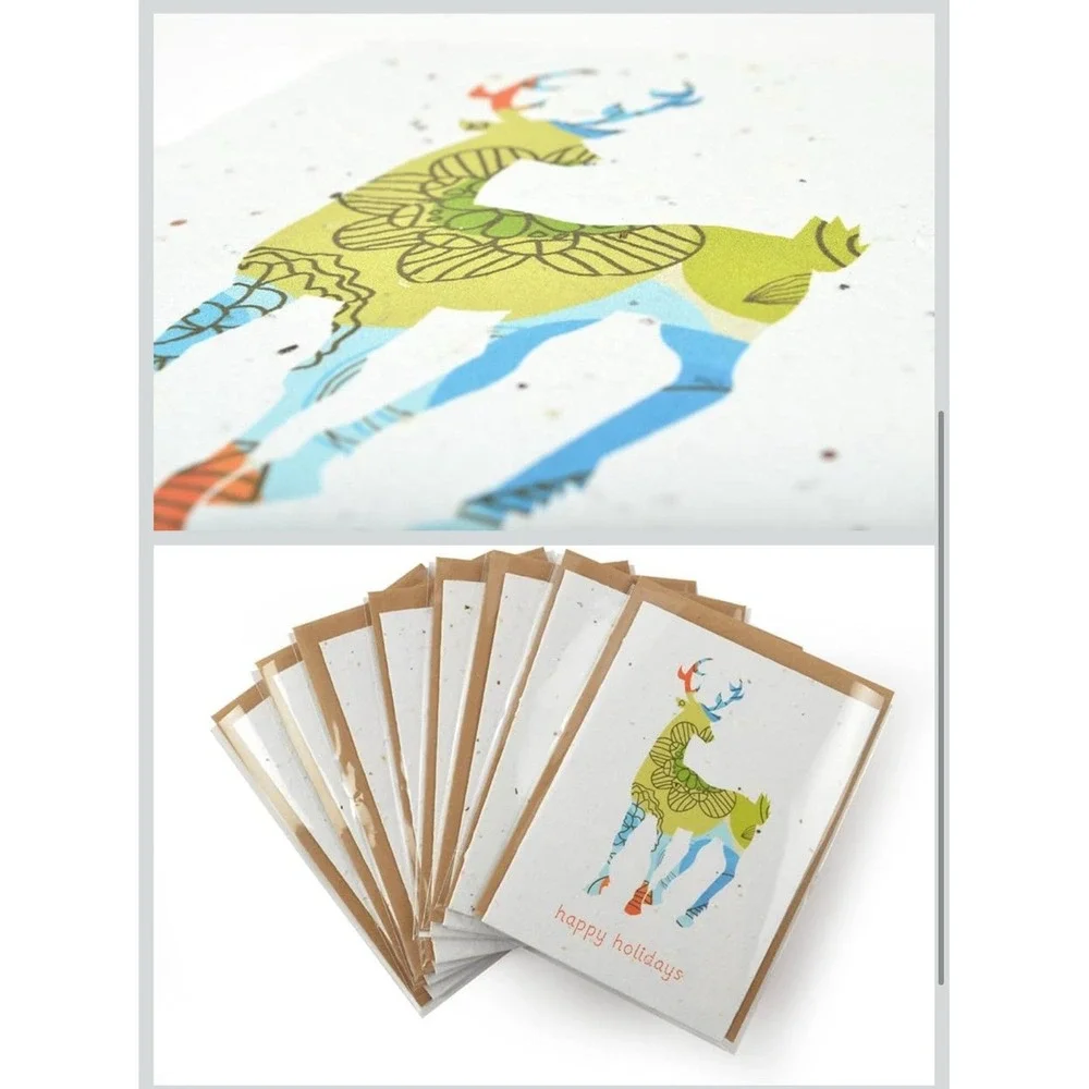 Bloomin Seeds N' Greetings Cards - Handmade Seed Paper - Happy Holidays (8 Pack)
